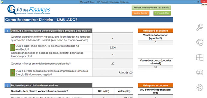 PLANILHA PARA ECONOMIZAR DINHEIRO