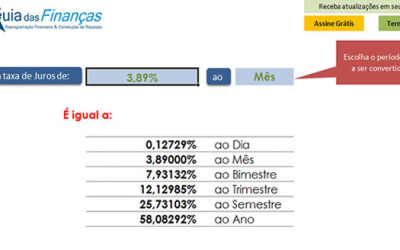 PLANILHA – CONVERSÃO DE TAXAS DE JUROS COMPOSTOS